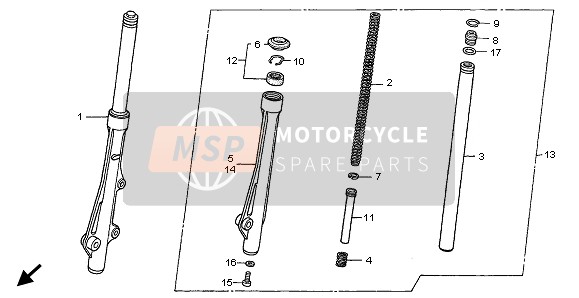 Honda ANF125 2009 Forcella anteriore per un 2009 Honda ANF125